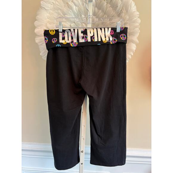 Y2K  VICTORIA'S SECRET PINK FOLD OVER CROPPED YOGA PANTS SIZE L - Picture 2 of 6